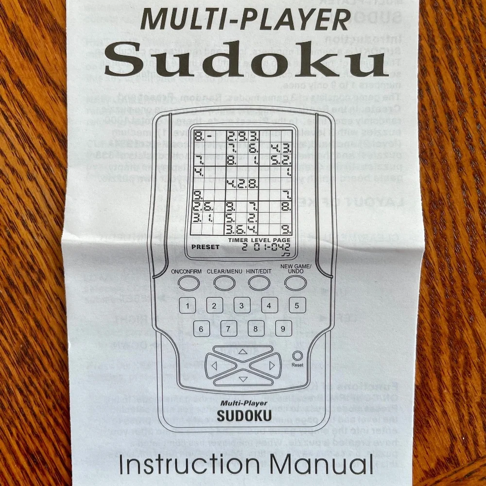 Sudoku Multi-Player Hand-Held Electronic Game (NEW; Never Used)